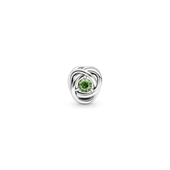 Spring Green Eternity Circle Charm - August - Spring Green Eternity Circle Charm August - Beautiful green eternity circle for August, symbolizing everlasting life.