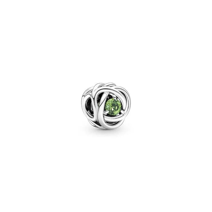 Spring Green Eternity Circle Charm August - Green August birthstone eternity circle, ideal for meaningful collections.