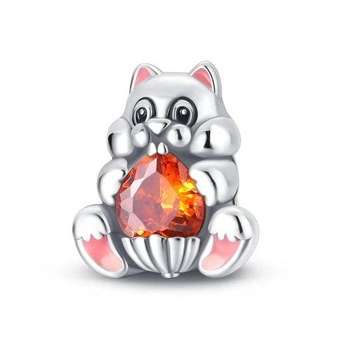 jewlouli squirrel with heart pandora charm jewelry fits pandora bracelet