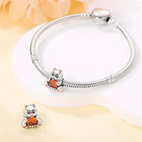 jewlouli squirrel with heart pandora charm jewelry fits pandora bracelet