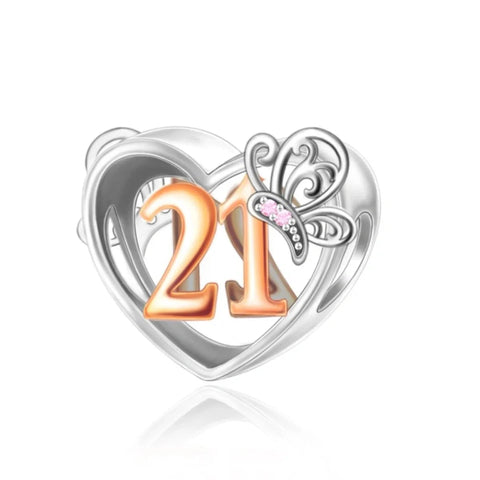 st Birthday Butterfly Heart Charm - st Birthday Butterfly Heart Charm