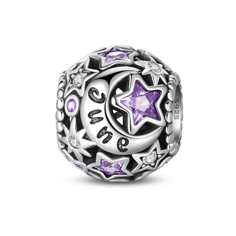Star & Moon Birthstone Charm - Star & Moon Birthstone Charm