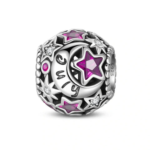 Star & Moon Birthstone Charm - Star & Moon Birthstone Charm