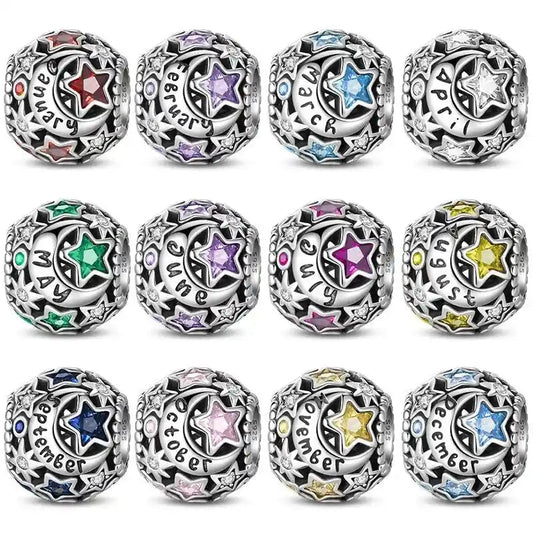 Star & Moon Birthstone Charm