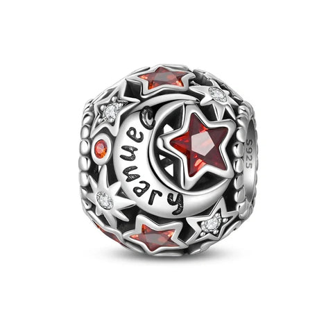 Star & Moon Birthstone Charm - Star & Moon Birthstone Charm