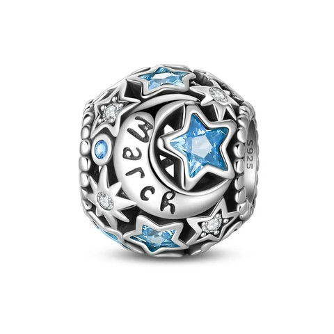 Star & Moon Birthstone Charm - Star & Moon Birthstone Charm