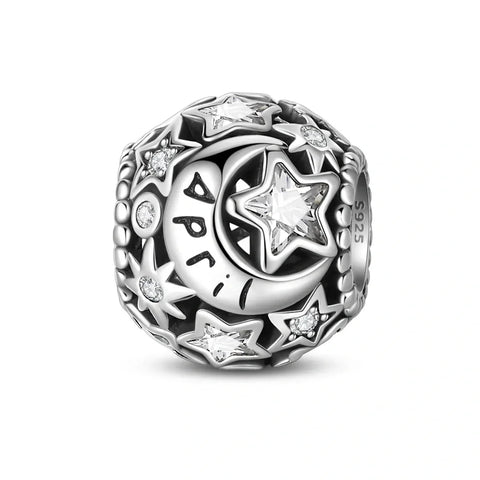 Star & Moon Birthstone Charm - Star & Moon Birthstone Charm
