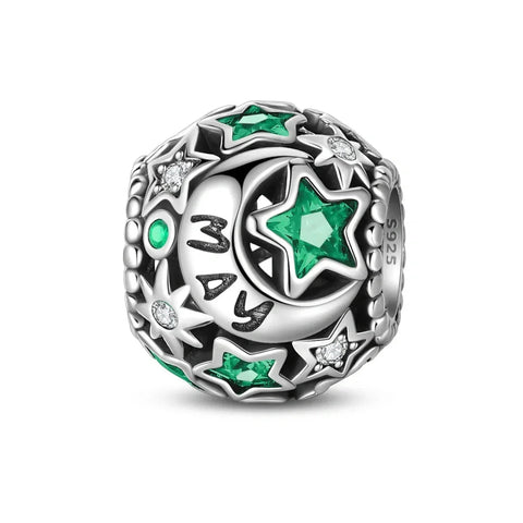 Star & Moon Birthstone Charm - Star & Moon Birthstone Charm