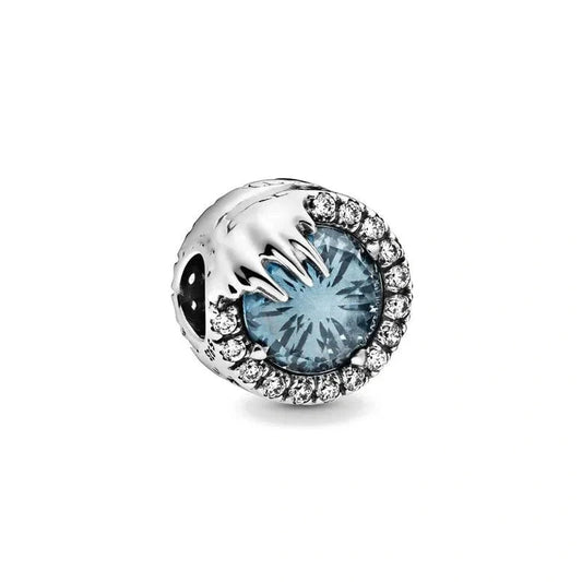 Dazzling Silver Charm with Starry Blue Gemstone and Crystals
