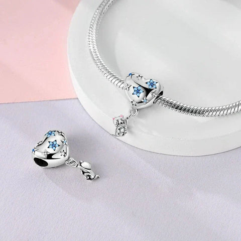 jewlouli starry heart playful cat pandora charm jewelry fits pandora bracelet