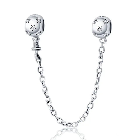 Starry Safety Silver Chain Charm - Starry Safety Chain Charm
