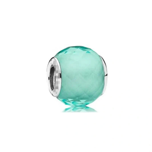 Sterling Silver Aqua Blue Swirl Bead Charm