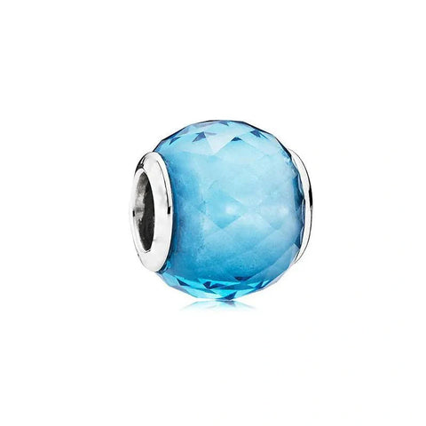 Exquisite Sterling Silver Blue Crystal Bead Charm for Bracelets - Exquisite Sterling Silver Blue Crystal Bead Charm for Bracelets