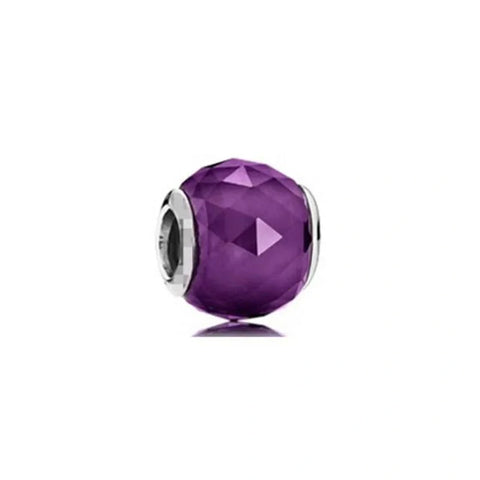 Radiant Sterling Silver Pink Crystal Bead Charm - Sterling silver charm with a faceted pink crystal bead for charm bracelets and necklaces.