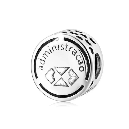 Administration Symbol Cube Charm - Engraved Administracao Bead