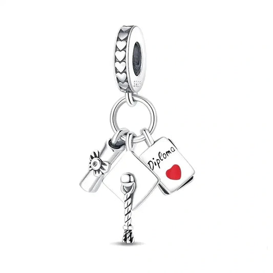 sterling-silver-diploma-charm charm fits Pandora bracelet Jewelry affordable
