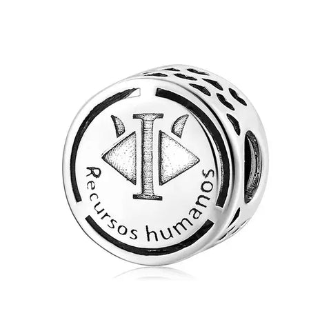 Human Resources Symbol Cube Charm - Human Resources Symbol Cube Charm - Engraved Recursos Humanos Bead