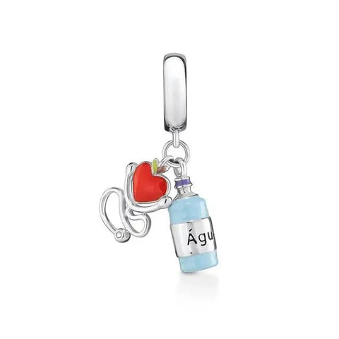 Water Reminder Care Charm - Hydration Nurse Charm - Water Bottle and Stethoscope Medical Dangle Bead