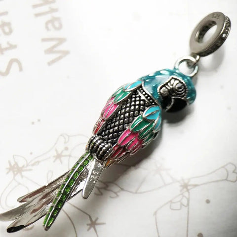 Sterling Silver Parrot Charm - Sterling Silver Parrot Charm