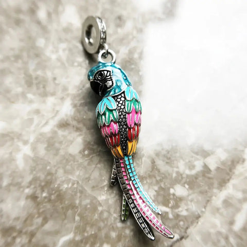 Sterling Silver Parrot Charm - Sterling Silver Parrot Charm
