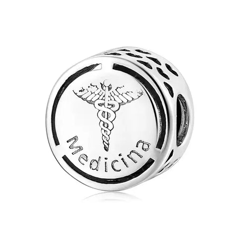 Physical Therapy Symbol Cube Charm - Physical Therapy Symbol Cube Charm - Engraved Fisioterapia Bead