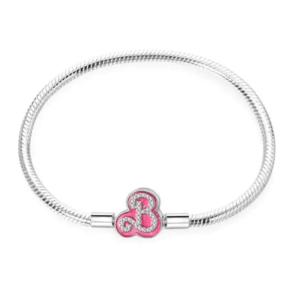 Sterling Silver Bracelet with Pink Crystal 