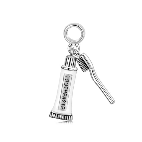 Toothpaste & Brush Charm - Toothpaste & Brush Charm - Dental Hygiene Dangle Bead