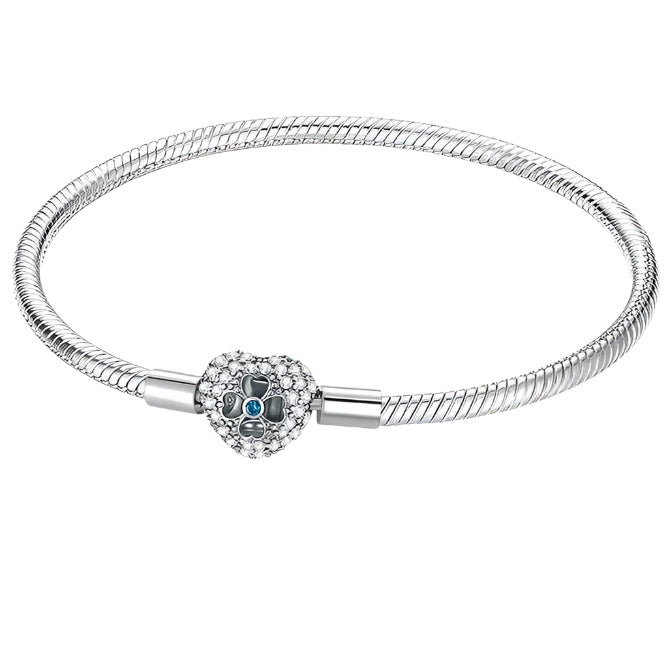 Sterling Silver heart Charm Snake Chain Bracelet for Pandora