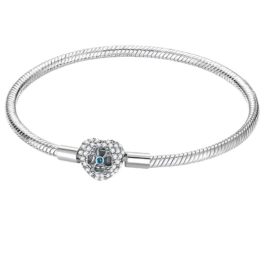 Sterling Silver heart Charm Snake Chain Bracelet for Pandora