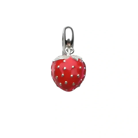 Strawberry charm with silver accents.