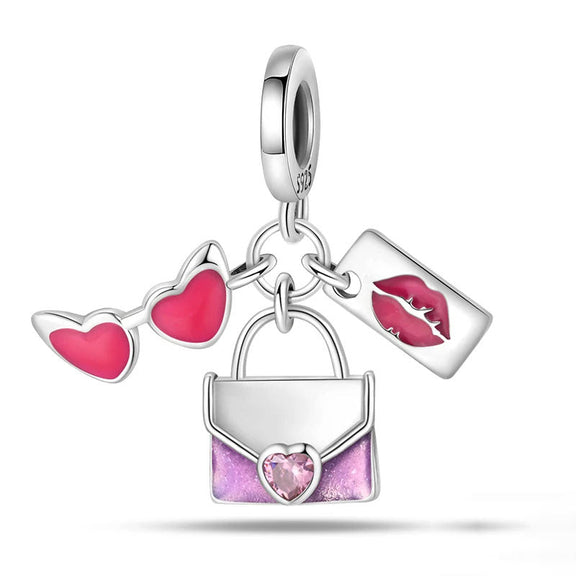 Stylish Purse Charm with Pink Accents - Stylish purse charm with pink accents and a chic design, great for fashion lovers.