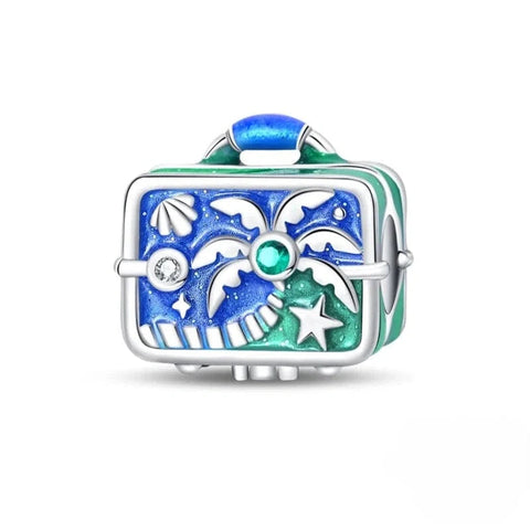 Suitcase Beach Blue Tree Charm