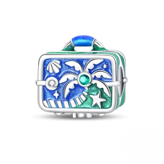 Suitcase Beach Blue Tree Charm