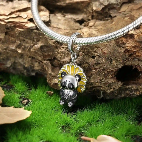 jewlouli sunflower panda dangle pandora charm jewelry fits pandora bracelet