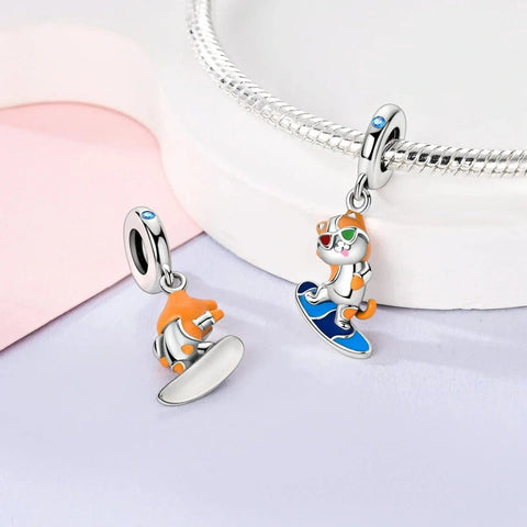 Surfer Cat Summer Dangle Charm - Surfer Cat Summer Dangle Charm