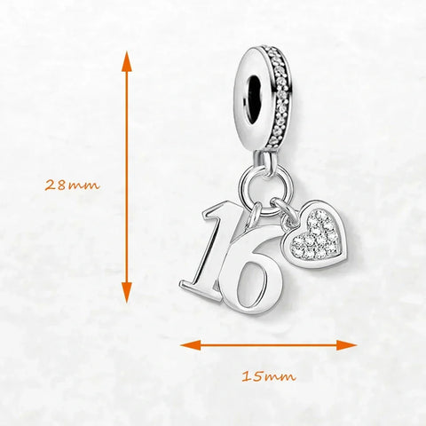 Silver charm with ''' and heart.