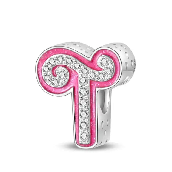 T pink charm letter - T pink charm letter for pandora bracelets