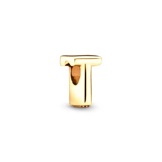 T gold charm letter for pandora bracelets