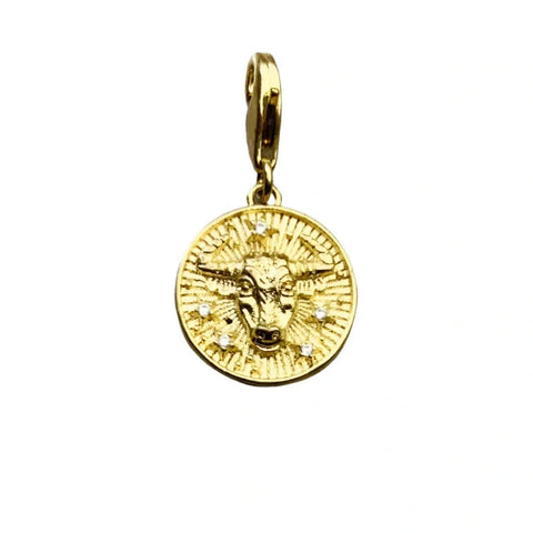 Taurus Gold Pendant Charm - Taurus Gold Pendant Charm