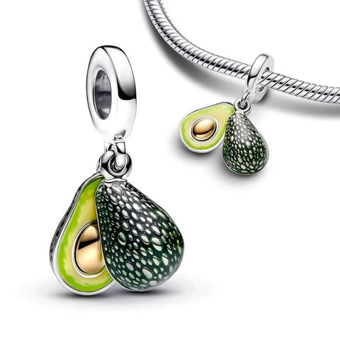 Avocado Double Dangle Charm - Fits pandora Bracelet