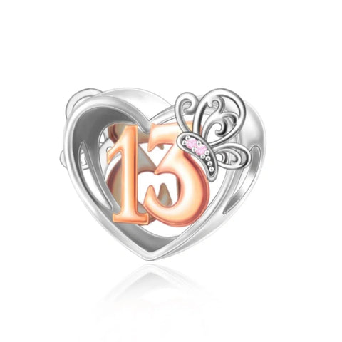 th Birthday Butterfly Heart Charm - th Birthday Butterfly Heart Charm