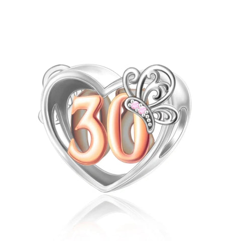 th Birthday Butterfly Heart Charm - th Birthday Butterfly Heart Charm