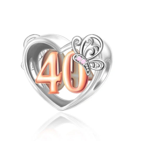 th Birthday Butterfly Heart Charm