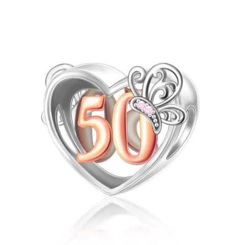 th Birthday Butterfly Heart Charm