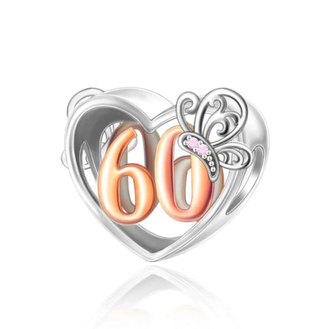 th Birthday Butterfly Heart Charm