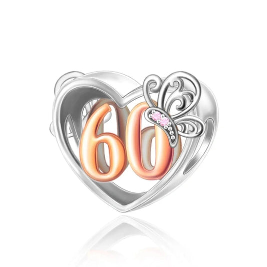 th Birthday Butterfly Heart Charm