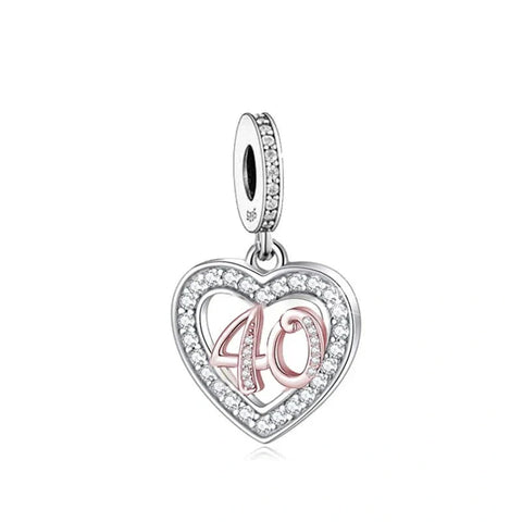 th Birthday Rose Gold Heart Dangle Charm