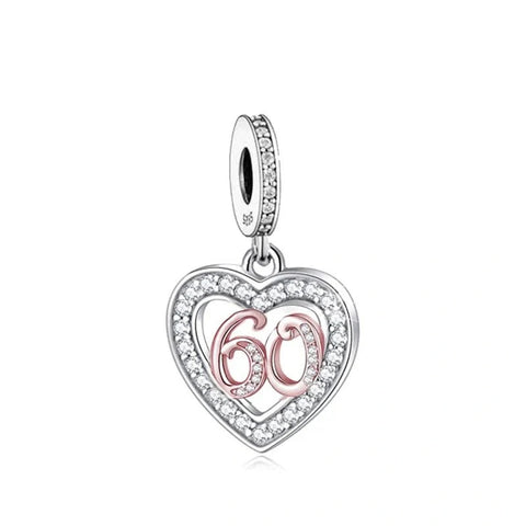 th Birthday Rose Gold Heart Dangle Charm