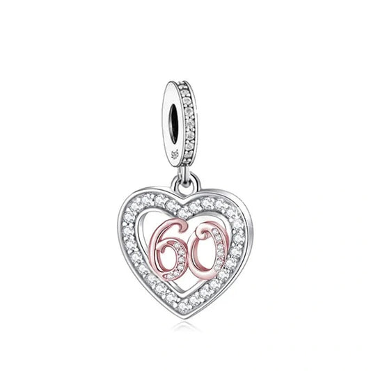 th Birthday Rose Gold Heart Dangle Charm