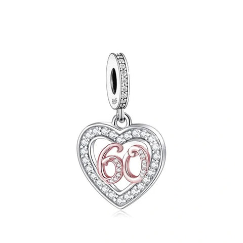 jewlouli th birthday rose gold heart dangle pandora charm jewelry fits pandora bracelet
